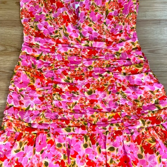 Astr the Label Women's Meg Ruched Mini Dress Large Floral Party Flirty Fairy - Picture 5 of 8